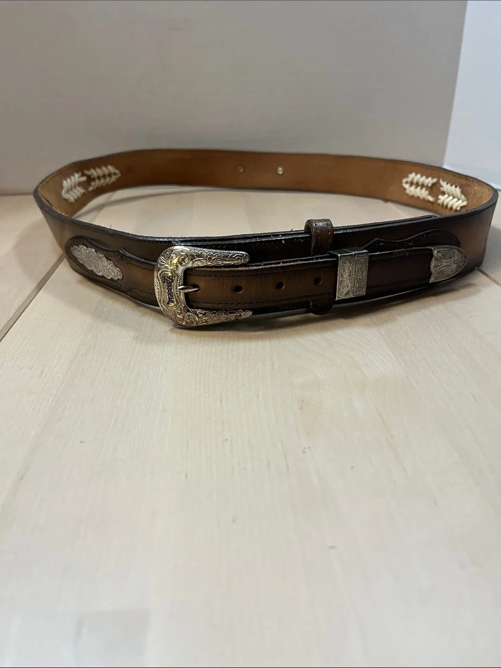 Nocona Brown Leather Western Belt w/ Silver Tone Hardware Men’s Size 40